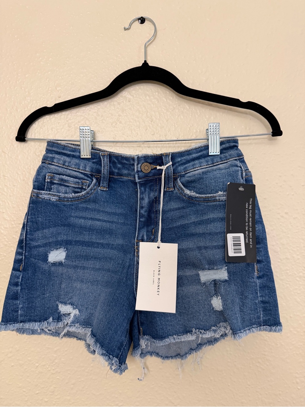 Flying Monkey NWT Dark Blue Distressed Denim Shorts